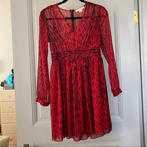 MICHAEL Michael Kors Red Leopard Print Mini Dress